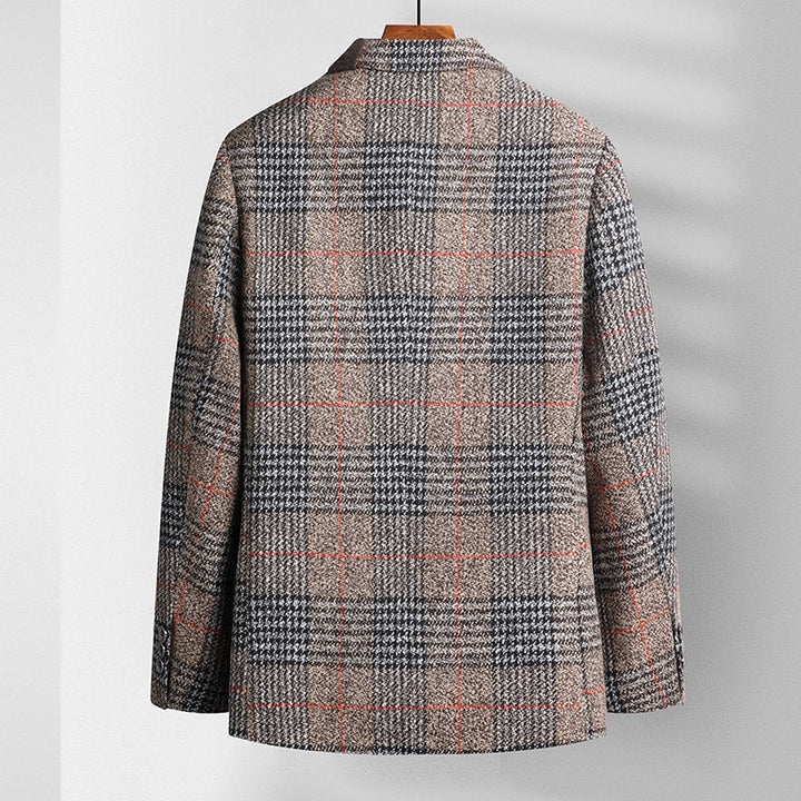 Blazer de lana real con diseño en espiga