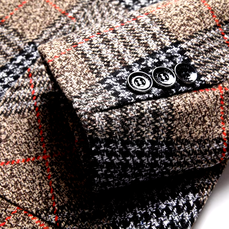 Blazer de lana real con diseño en espiga