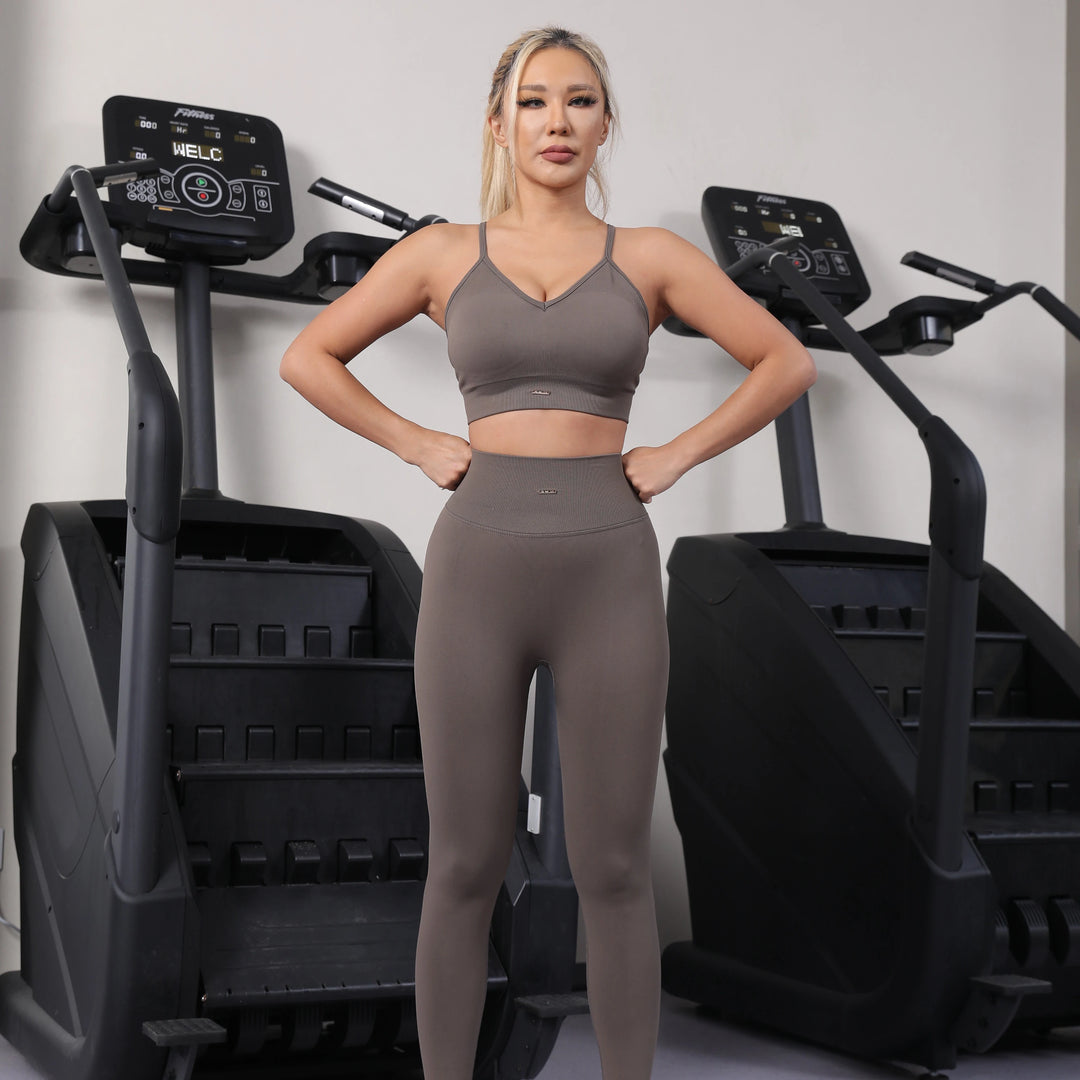 Berzanco - Conjunto de yoga sin costuras de 2 piezas. Traje de gimnasia de secado rápido.