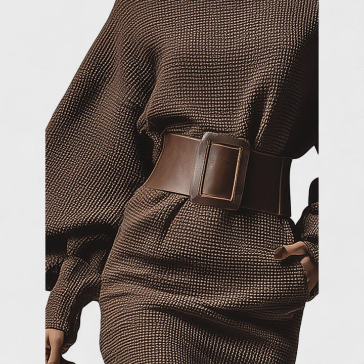 Kate | Vestido corto de punto con cinturón estructurado