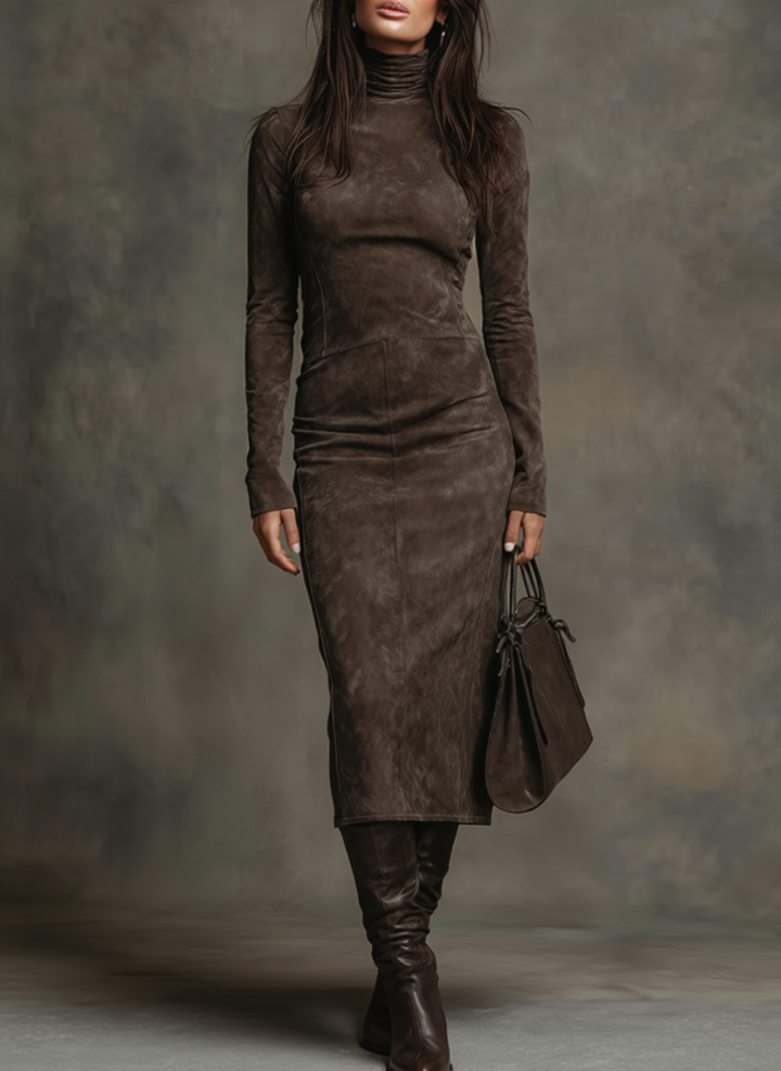 Isabel | Vestido midi largo marrón